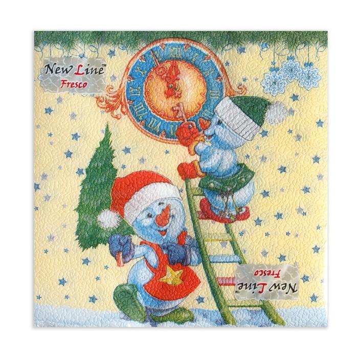 Салфетки New Line Fresco «Снеговички-Часовички», 2 слоя, 33×33 см, 20 шт. от производителя в Кирове