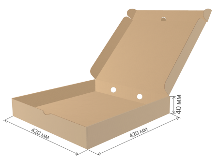коробка под пиццу гофрокартон 420х420х40 бур/бур