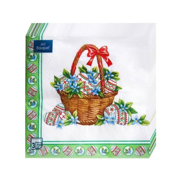 салфетки 3-сл 33х33 БУКЕТ Корзина на пасху /20