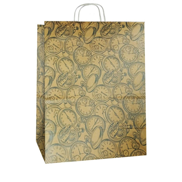 сумка бум. крафт 25х22х12 с круч. ручками Часы *