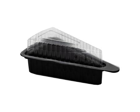контейнер для порции пирога черный (крышка прозрачная) высота 63,7/800