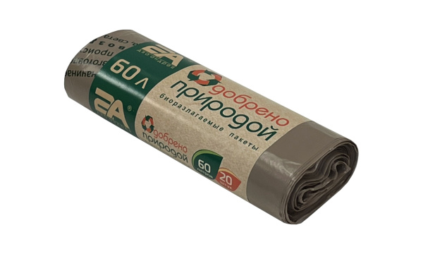 пакеты д/мусора 60л 20шт "Одобрено природой" корич.