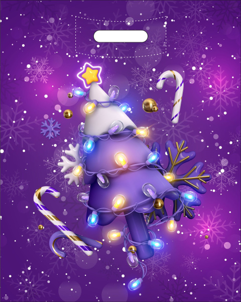 пакеты выр. 31х40 Фиолетовая ёлка НГ