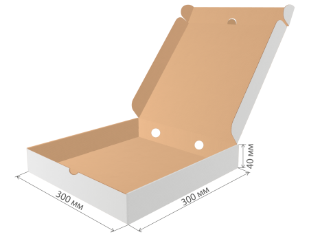 коробка под пиццу микрогофрокартон 300х300х40 бел/бур