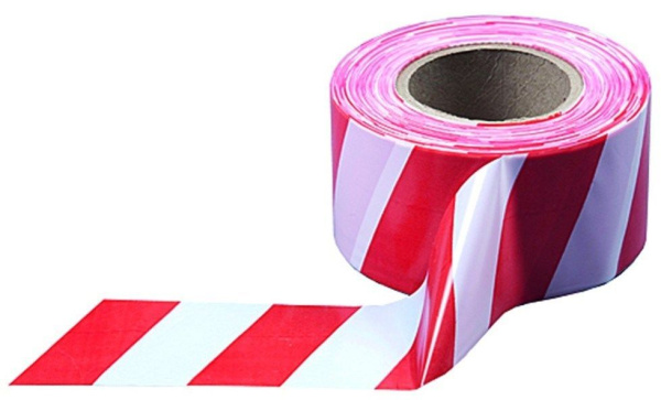 лента сигнальная 50ммх200 бело-красная