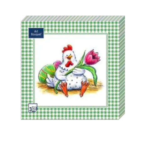 салфетки 3-сл 33х33 БУКЕТ Пасхальная курочка  /20