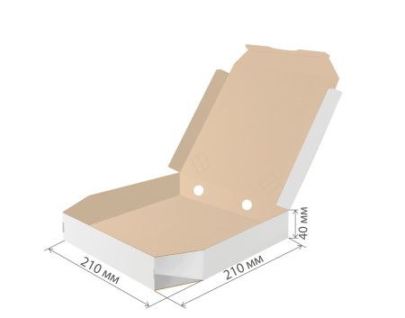 коробка под пиццу микрогофрокартон 210х210х40 скошенные углы бел/бур *