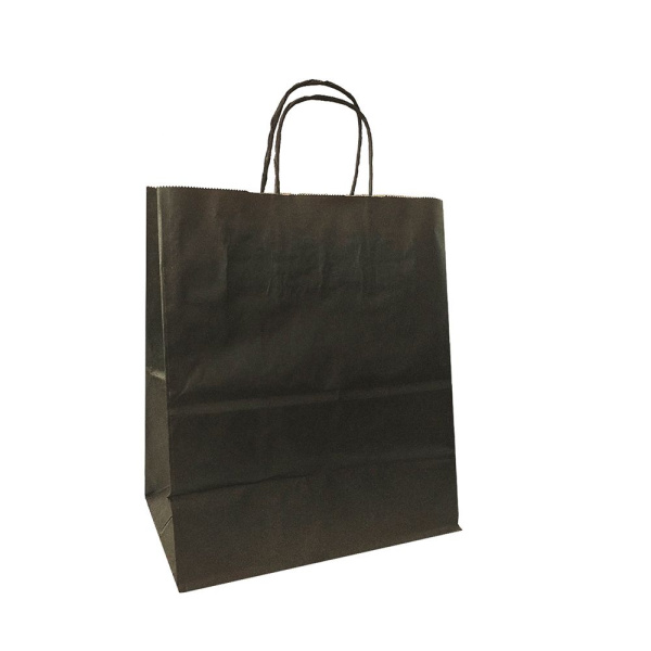 сумка бум. крафт 25х22х12 с круч. ручками Черная *