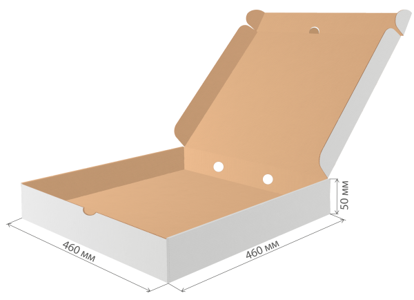 коробка под пиццу гофрокартон 460х460х50 бел/бур/25