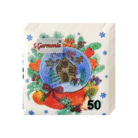 НГ салфетки 25х25 НГ Снежный шар/50