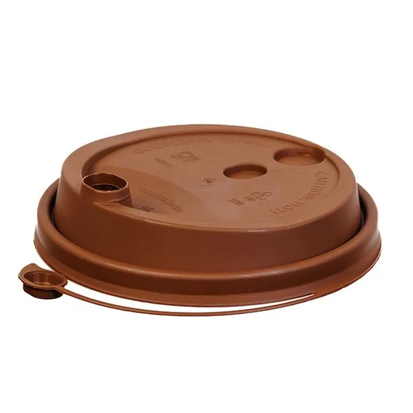крышка д/стакана 300,400мл d=90мм коричневая с питейником ПП *